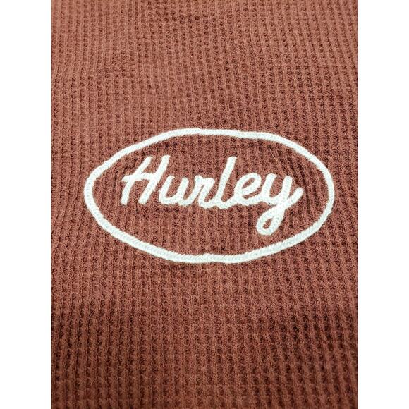 Hurley MENS SIZE M Brown Thermal Waffle Long Sleeve Embroidered Logo Shirt - Picture 4 of 11